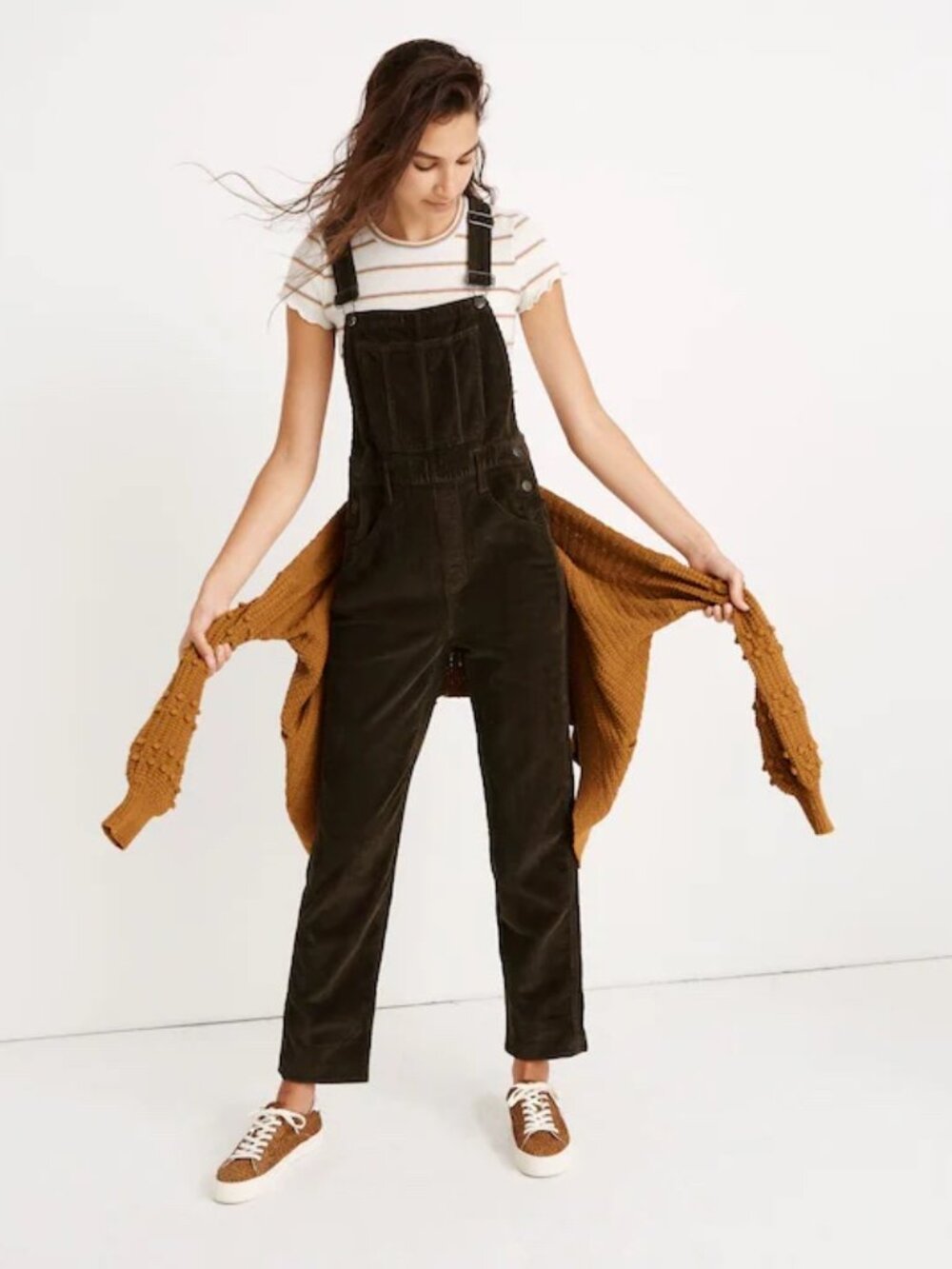 Madewell Corduroy Straight-Leg Overalls Dried Olive XS Womens